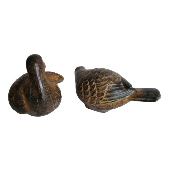 *Ceramic Brown Dove Pair Matte Glaze Finish Japan Paper Label - Picture 5 of 7